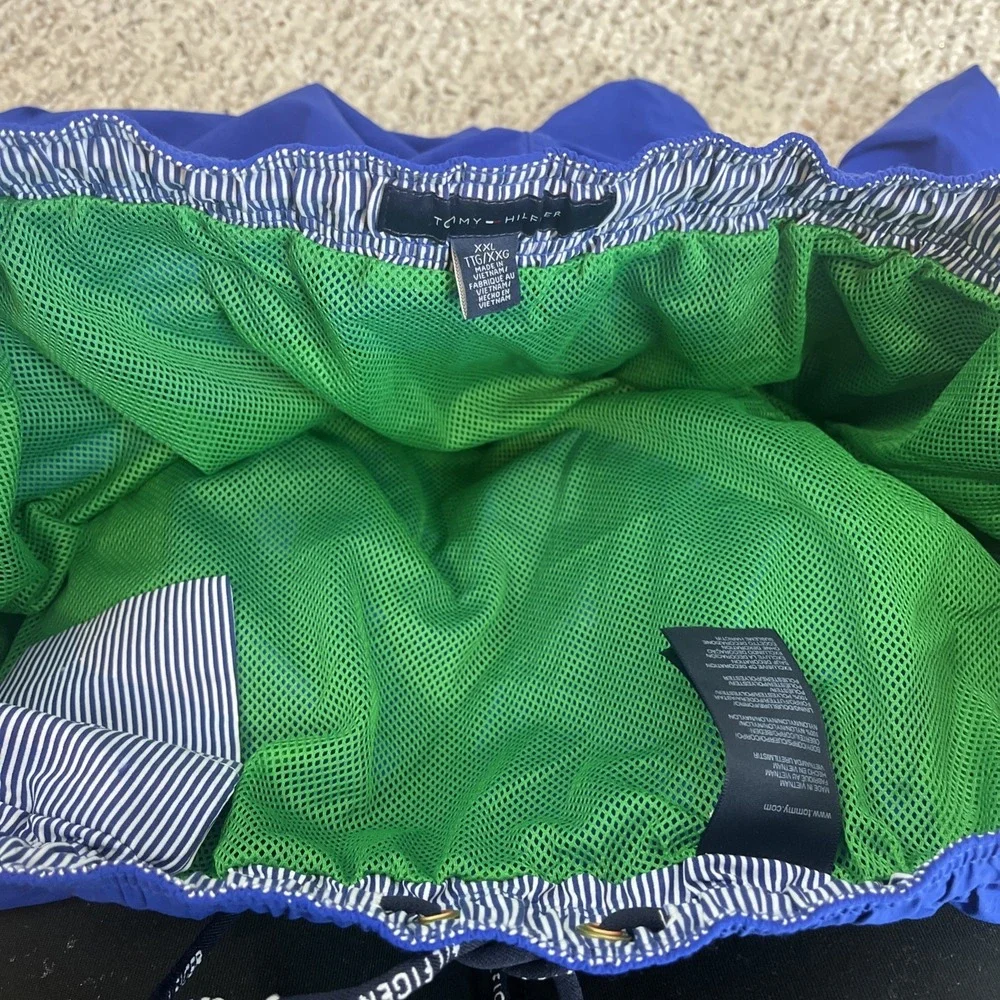 Tommy Hilfiger Men's NWT Classic Blue Swim Trunks Mesh Lined Drawstring Size XXL